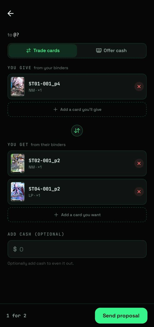 Propose a trade on Bindar